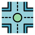 Highway intersection icon color outline vector