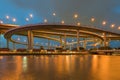 Highway intersection water front at twilight Royalty Free Stock Photo