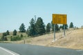 Highway Interstate Road Sign, Alerting Truckers And Semi Drivers To Axle Weight Limitations And Speed Limits