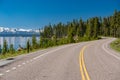 Highway by the lake in Yellowstone