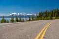 Highway by the lake in Yellowstone