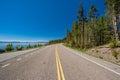 Highway by the lake in Yellowstone