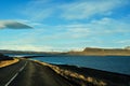 Highway in a landscape with mountains and lakes in Iceland Royalty Free Stock Photo