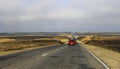 Highway landscape with moving cars at daytime Royalty Free Stock Photo