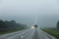 Highway landscape with moving cars at daytime Royalty Free Stock Photo