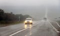 Highway landscape with moving cars at daytime Royalty Free Stock Photo