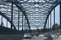 Highway 1 Lynn Creek Bridge North Vancouver BC. Metal support beams of a bridge. Steel structure bridge