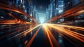 Highway with motion blur to create vision of fast moving cars