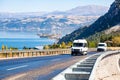 Highway at the mountain with lake Egirdir