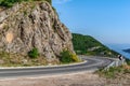 Highway in the mountains against the backdrop of the Adriatic Sea near Budva Royalty Free Stock Photo