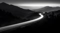 Highway in the mountains. Black and white image. Long exposure Royalty Free Stock Photo