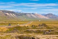 Highway through Mountains Icelandic landscape Royalty Free Stock Photo