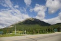 Highway in mountains Trans Canada Highway with a perfect asphalt at sunrise in summer. in Banff National Park, Alberta, Canada.