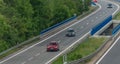 Highway near Jihlava city in Czech republic with fast cars