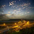 Highway in night with cars light Royalty Free Stock Photo