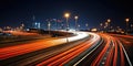 A Highway At Night With Light Trails A Captivating Image Of A Highway At Night With Long Exposure Light Trails Royalty Free Stock Photo