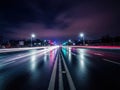 Highway at night with light trails, isolated on white background isolated on white background Royalty Free Stock Photo