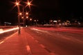 Highway at night in Montevideo, Uruguay street lanterns Royalty Free Stock Photo