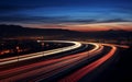 Highway Nightscape Urban Twilight Drive. Generative AI