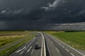 Highway in north with fast cars near Krems an der Donau Austria 09 02 2023