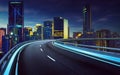 Highway overpass motion blur with city background Royalty Free Stock Photo