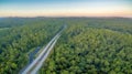 Highway passing through forest. Royalty Free Stock Photo