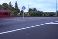 Highway and passing traffic blurred in motion