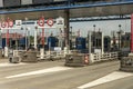 Pay station on a French motorway near Le Harve Northern France.