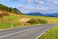 Highway by The Pieniny Mountains landscape. Royalty Free Stock Photo