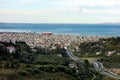 A highway and a port with ships in Patras city in Greece Royalty Free Stock Photo