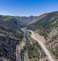 Highway and Railraod in Deep Canyon Royalty Free Stock Photo
