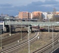 Cityscape of Berlin with highway and railroad lines