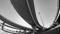 Highway Over Pass Ramp Black White Intersection