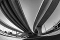 Highway Over Pass Ramp Black White Intersection