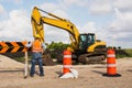 Highway road construction worker Royalty Free Stock Photo