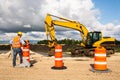 Highway road construction worker Royalty Free Stock Photo