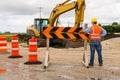 Highway road construction worker Royalty Free Stock Photo