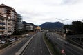 Highway road near residential buildings in the Alanya city.