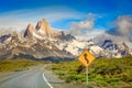 Highway Road to El Chalten, Fitz Roy, Patagonia Argentina, Los Glaciares Royalty Free Stock Photo