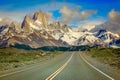 Highway Road to El Chalten, Fitz Roy, Patagonia Argentina, Los Glaciares Royalty Free Stock Photo