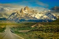 Highway Road to El Chalten, Fitz Roy, Patagonia Argentina, Los Glaciares Royalty Free Stock Photo