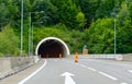 Highway road tunnel entrance in the mountains Royalty Free Stock Photo