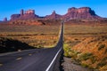 Highway Road U.S. Highway 163 and Monument Valley at sunset, Arizona, USA Royalty Free Stock Photo