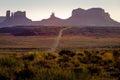 Highway Road U.S. Highway 163 and Monument Valley at sunset, Arizona, USA Royalty Free Stock Photo