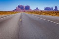 Highway Road U.S. Highway 163 and Monument Valley at sunset, Arizona, USA Royalty Free Stock Photo