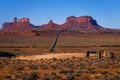 Highway Road U.S. Highway 163 and Monument Valley at sunset, Arizona, USA Royalty Free Stock Photo