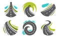 Highway and roads roadway or route isolated icons corporate identity