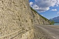 Highway rockfall safety net Royalty Free Stock Photo