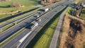 Highway seen from the air in the Netherlands captured with drone. Travel and move, connection.