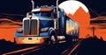 Highway shipping trailer transportation lorry truck delivery vehicle traffic freight cargo logistic road Royalty Free Stock Photo